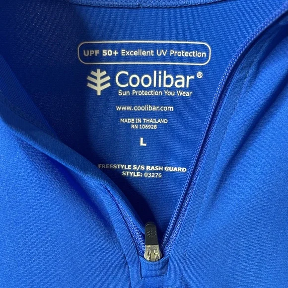 💙 Coolibar Royal Blue Quarter Zip Sun Shirt Womens Large UPF Short Sleeve 💙 - Picture 2 of 13